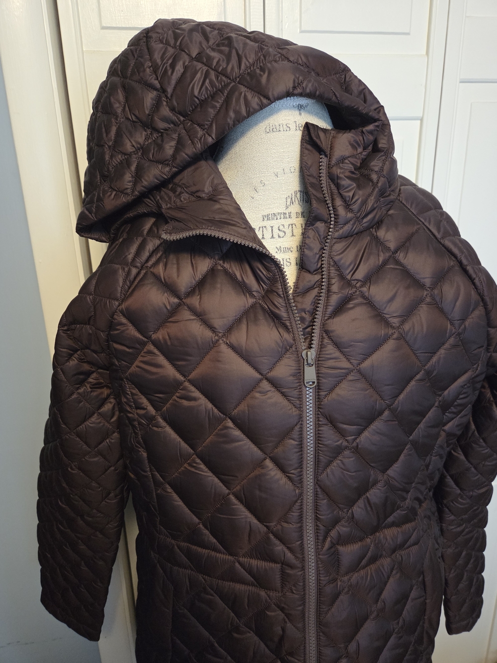 Athleta Quilted Hooded Puffer Jacket - Chocolate Brown - Picture 4 of 11